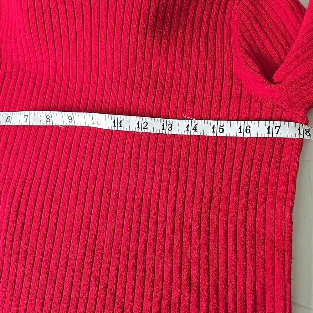 Talbots Ribbed Button-Cuff Turtleneck Sweater Size Medium‎ Red 5 Button Gold - Picture 5 of 7